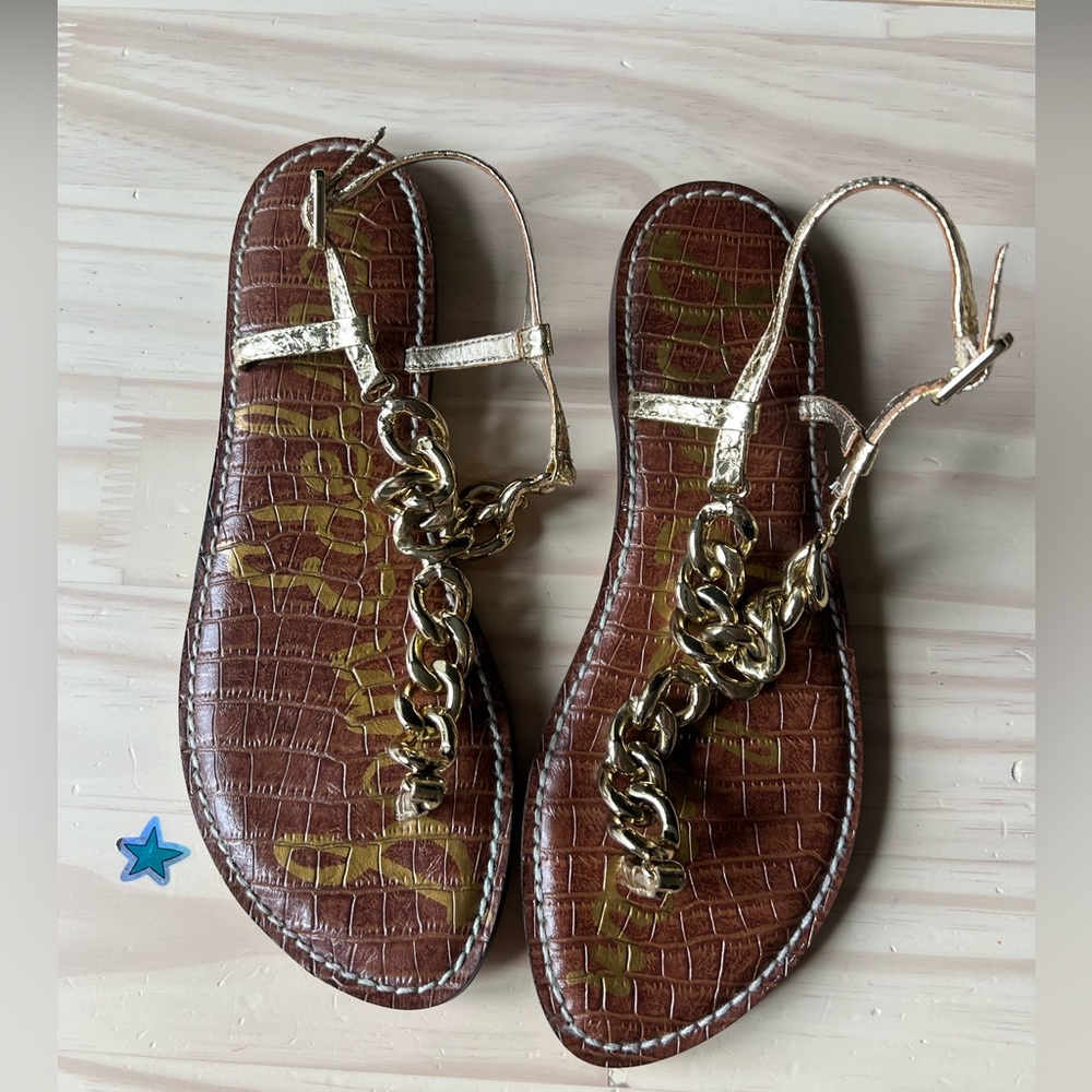 NWOT Sam Edelman Grella Gold Chain Sandals 8